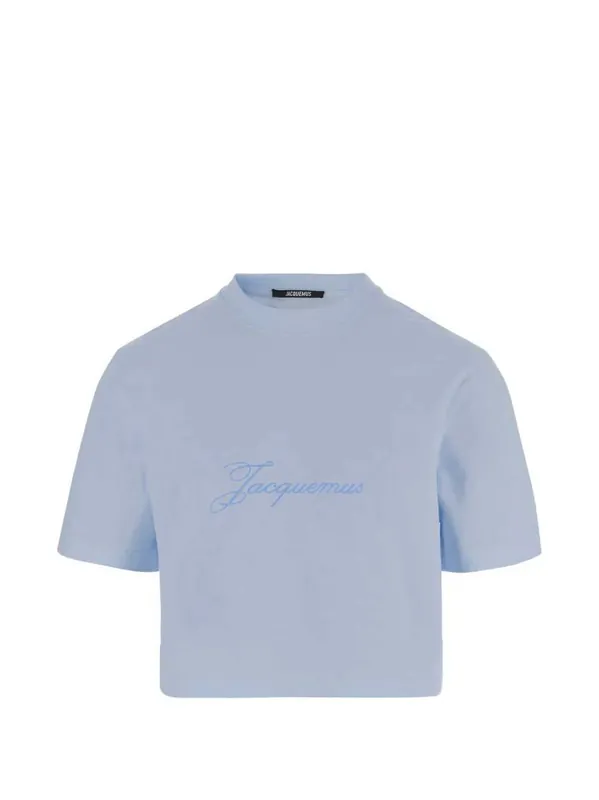 Cropped T-Shirt With Embroidered Logo