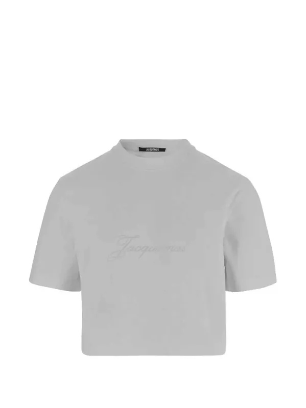 Cropped T-Shirt With Embroidered Logo