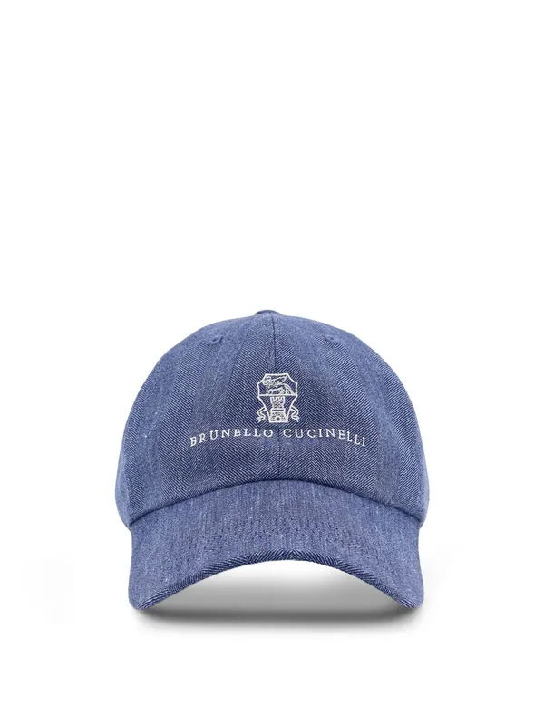 Linen And Virgin Wool Blend Hat With Embroidered Logo On The Front - Brunello Cucinelli