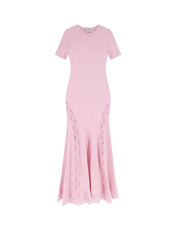 Knit Lace Insert Midi Dress - Self-Portrait