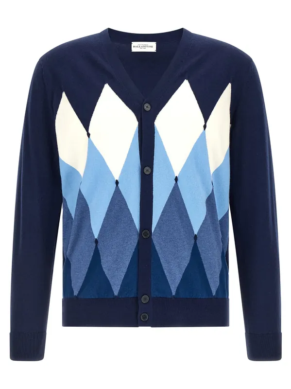 Cardigan Argyle Sweaters And Cardigans Blue - Ballantyne