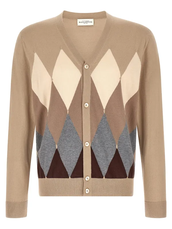 Cardigan Argyle Sweaters And Cardigans Beige - Ballantyne