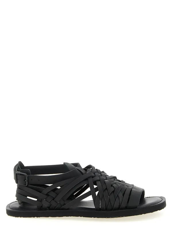Braided Leather Sandals Black - Yohji Yamamoto