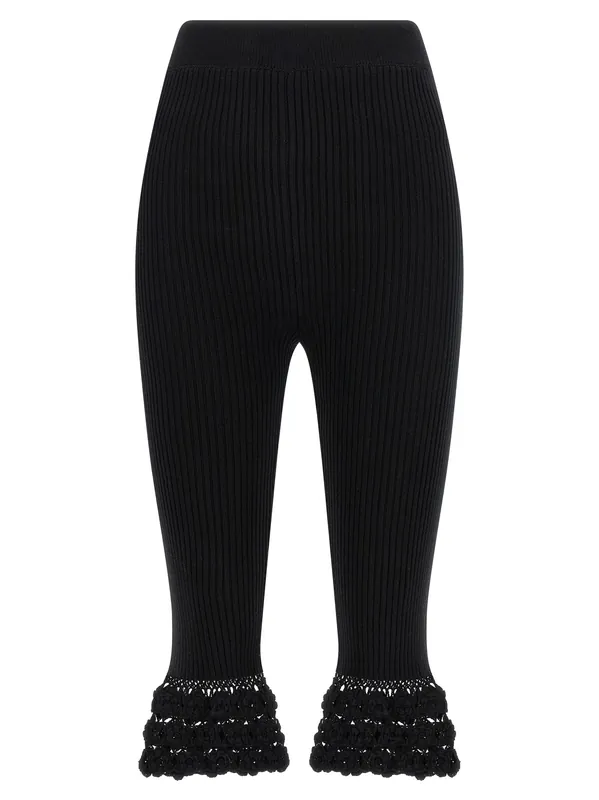 Cotton Crochet Pants Black - Ganni