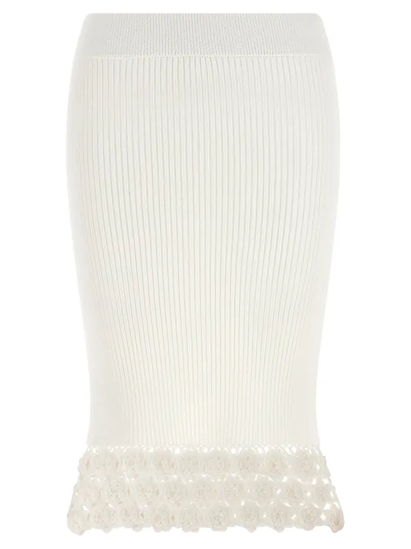 Cotton Crochet Skirts White - Ganni