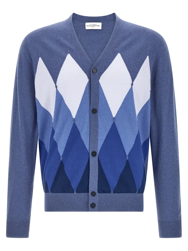 Cardigan Argyle Sweaters And Cardigans Blue - Ballantyne