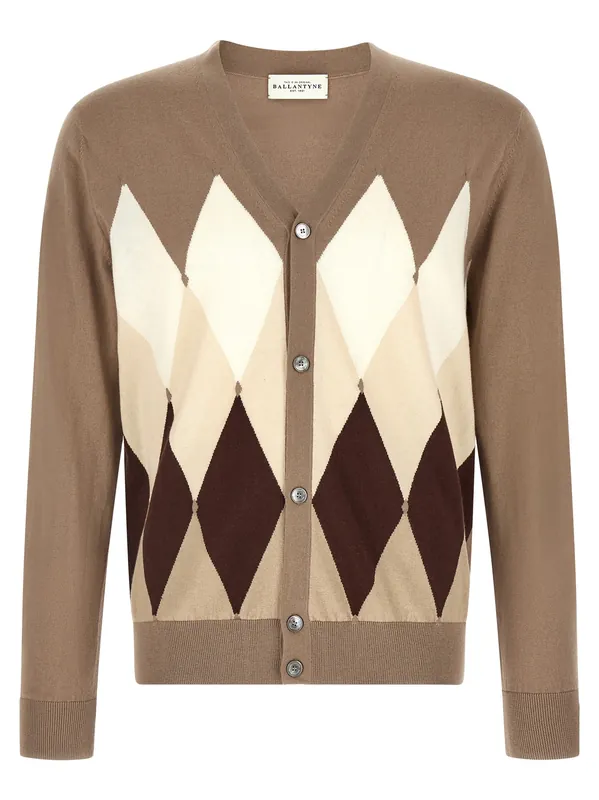 Cardigan Argyle Sweaters And Cardigans Brown - Ballantyne