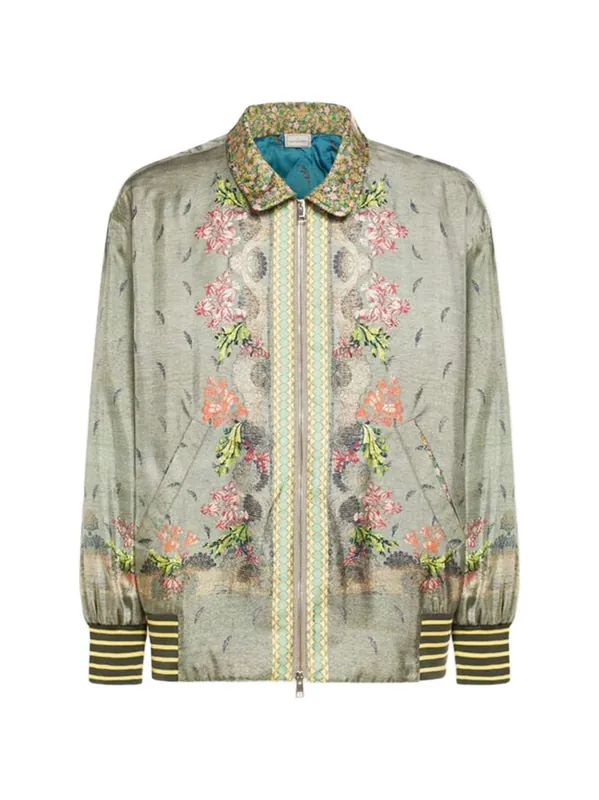 Printed Silk Bomber Jacket - Pierre Louis Mascia