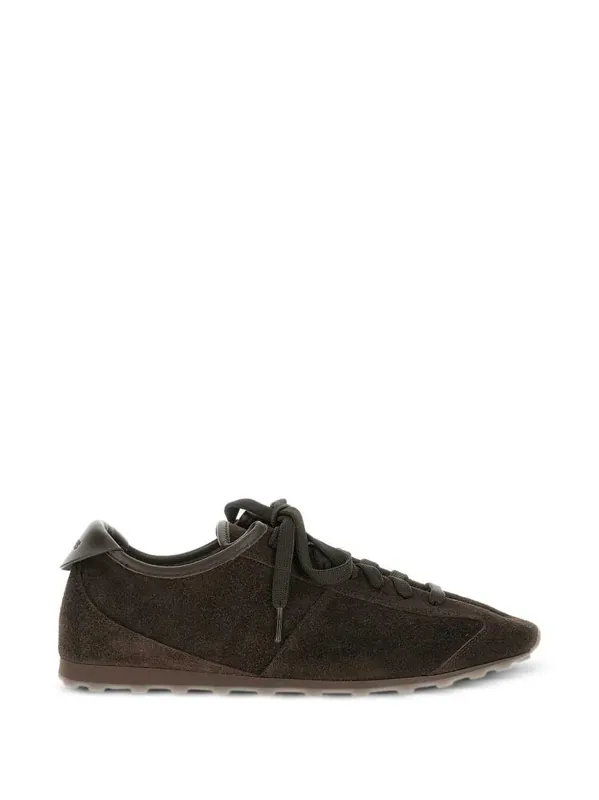 Suede Tennis Sneakers Highlights Brown Suede Almond Toe Flat Laces Rubber Sole Id 26efom00175ac09a14 - Jacquemus