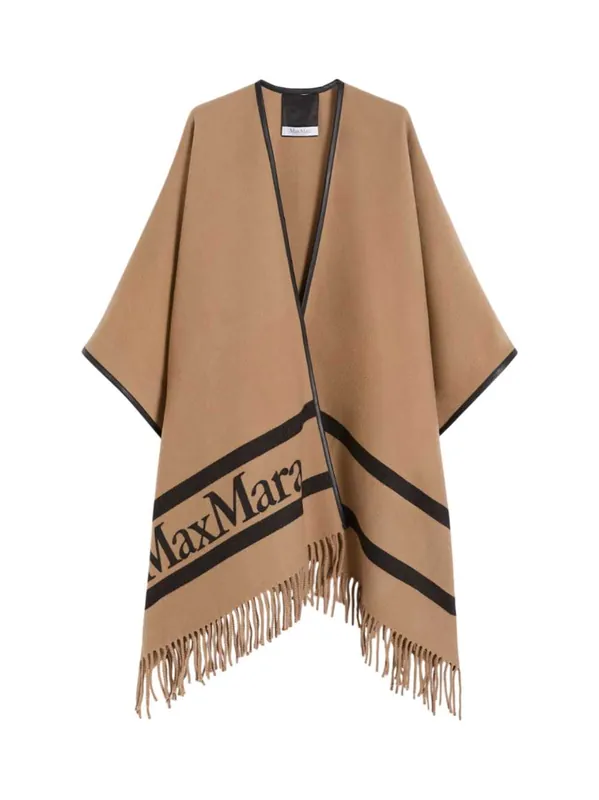 Poncho In Lana Jacquard - Cammello