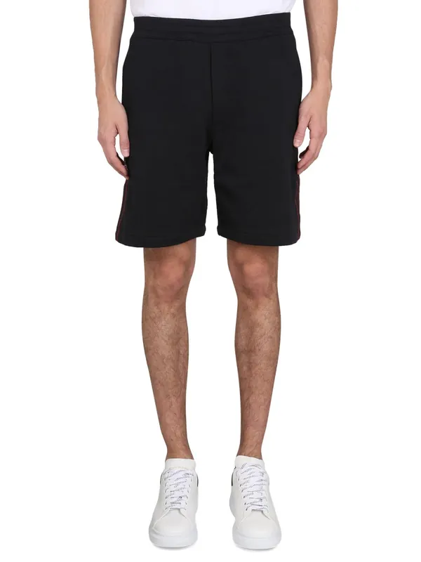 Bermuda Shorts With Selvedge Logo Band - Alexander McQueen