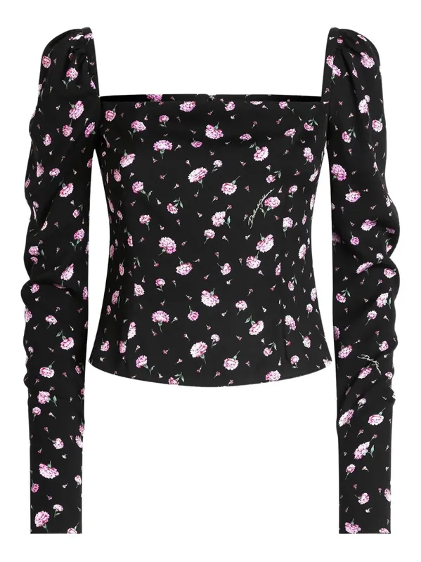 Carnations-Print Silk Top