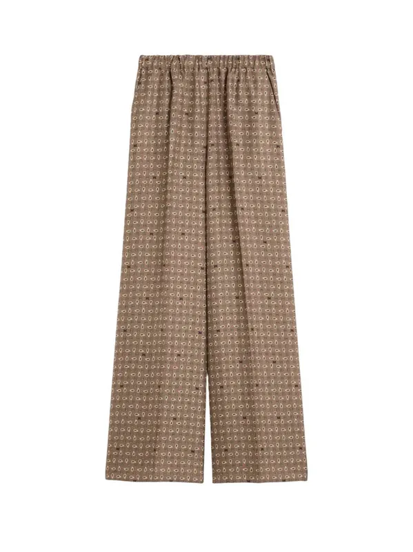 Printed Silk Pants - Mud