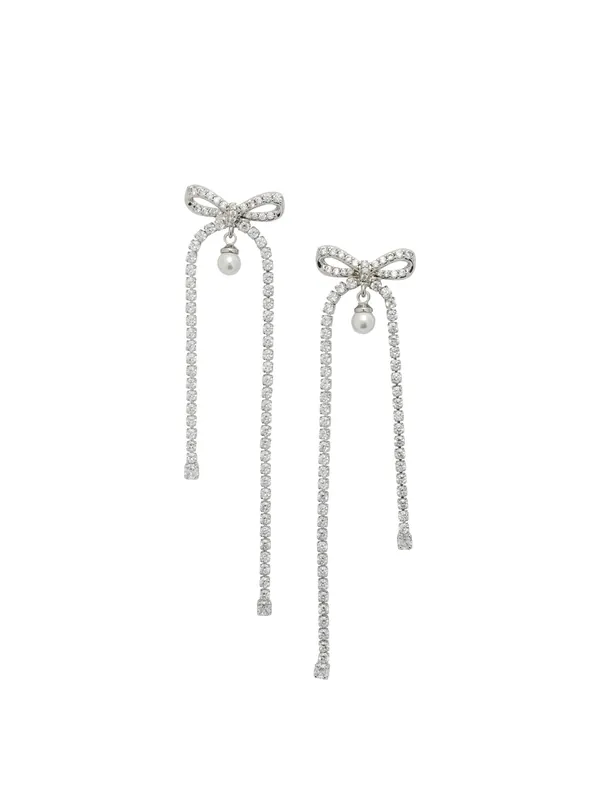 Dangling Earrings With Crystals And Pearls Jewels Silver - Self-Portrait