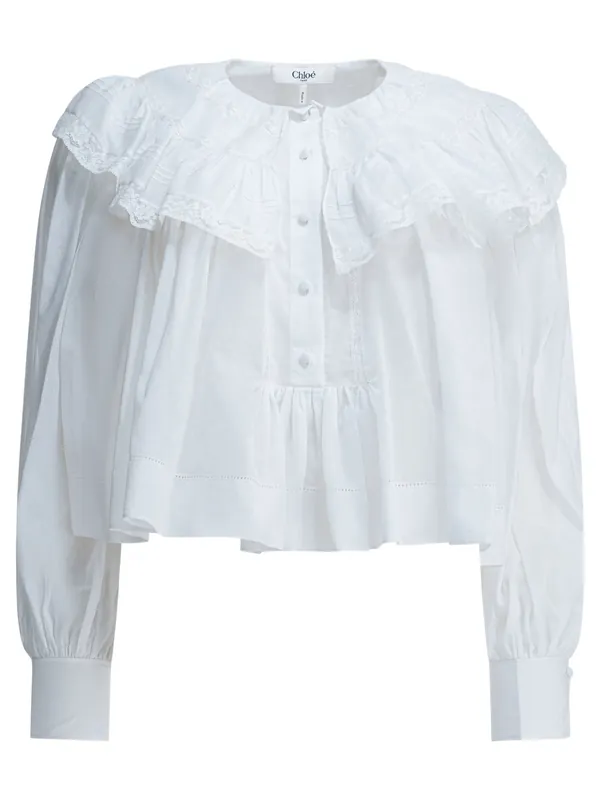 Casual Top With Ruffles Tops White - Chloé