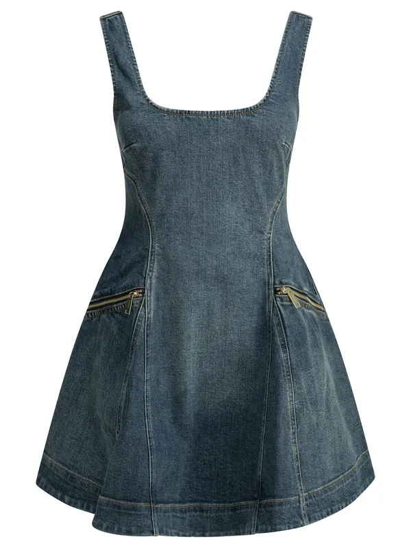 Short Flared Dress Dresses Blue - Self-Portrait