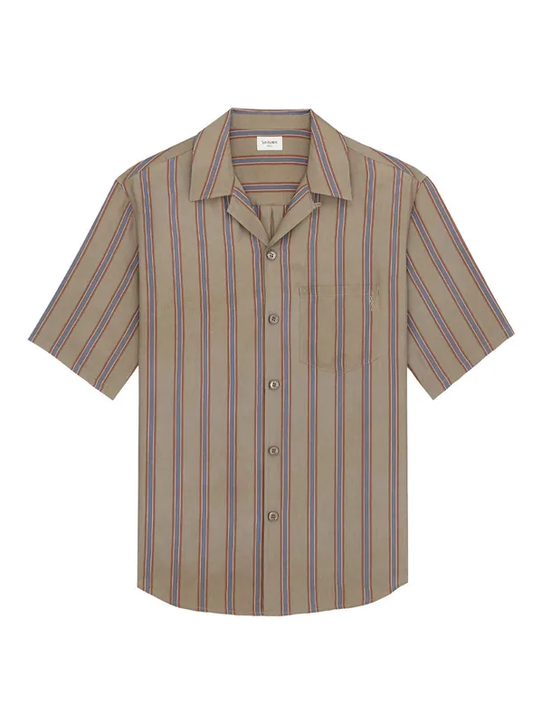 Cassandre Shirt In Striped Cotton Twill - Saint Laurent