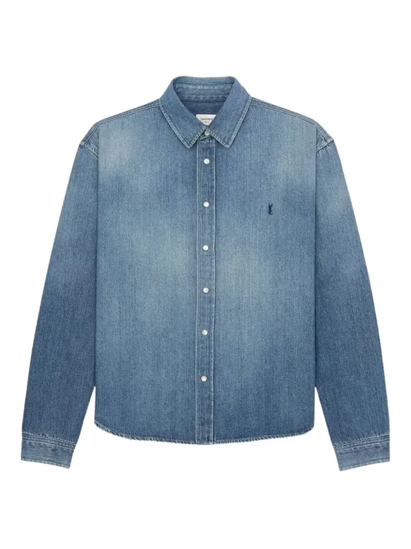 Cassandre Shirt In Denim - Saint Laurent