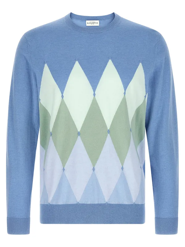 Argyle Sweater Sweaters And Cardigans Light Blue - Ballantyne