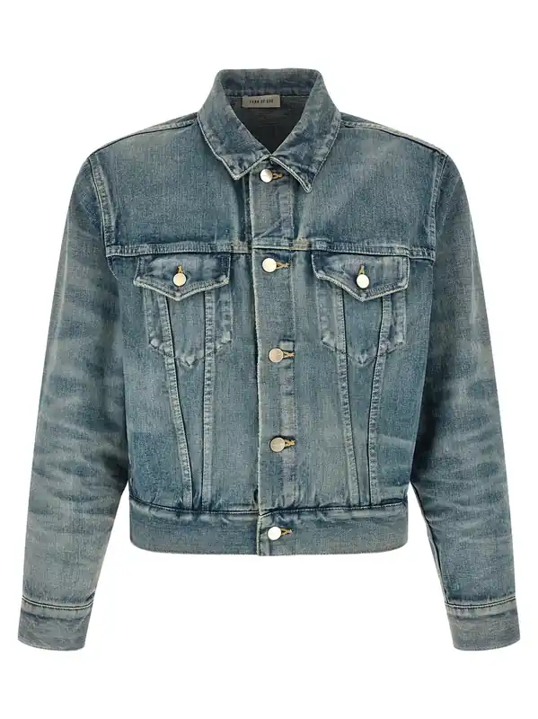 Classic Trucker Puffer Jackets Light Blue - Fear of God
