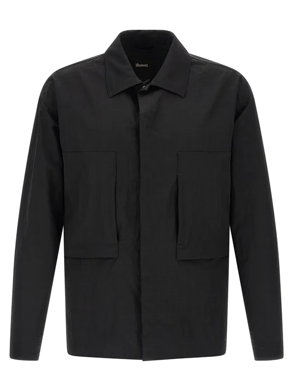 Shacket Rippled Effect Puffer Jackets Black - Laminar