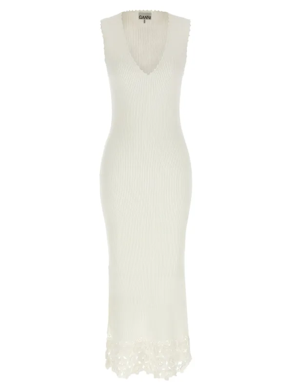 Cotton Crochet Dresses White - Ganni
