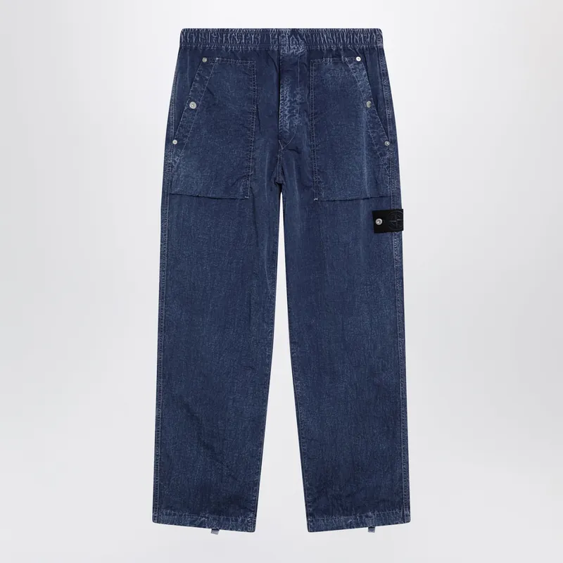Loose-Fit Fatigue Pants In Compact Nylon In Blue