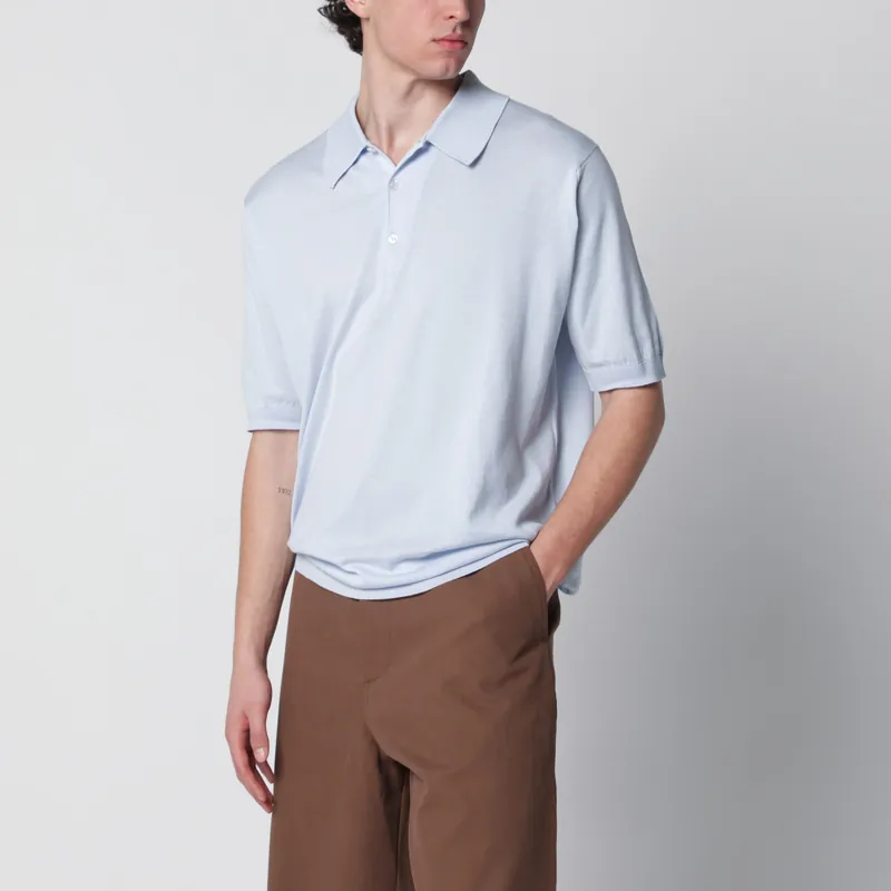 Isis Light Blue Cotton Polo Shirt - John Smedley