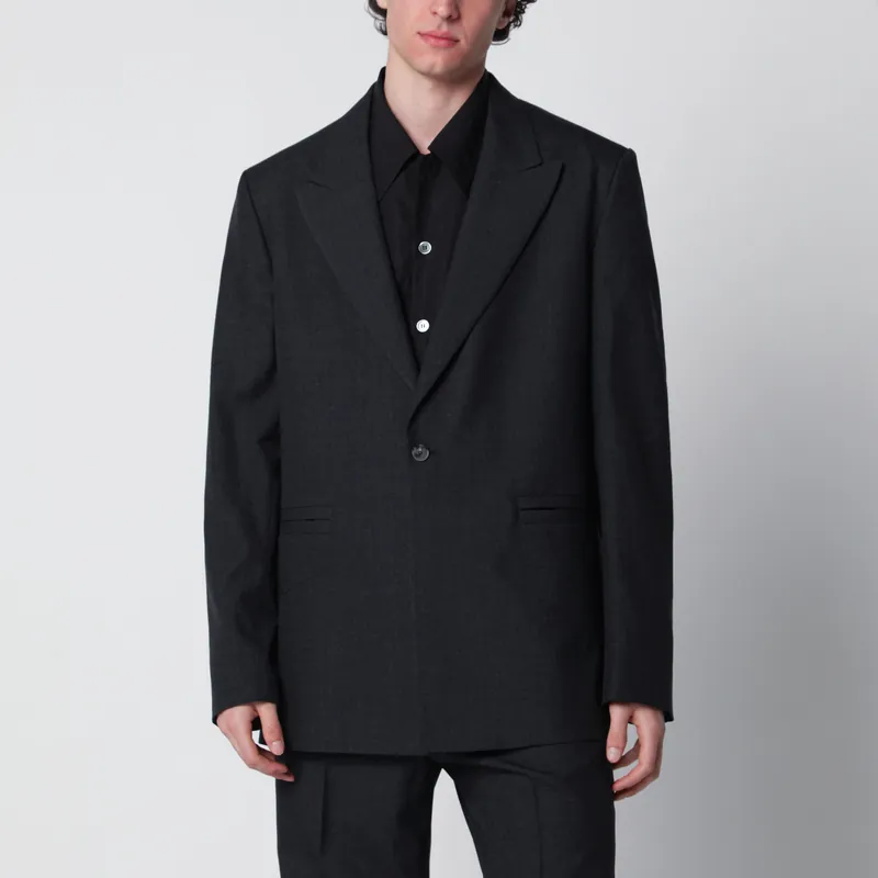 Single-Breasted Jacket Grey Pattern In Wool
