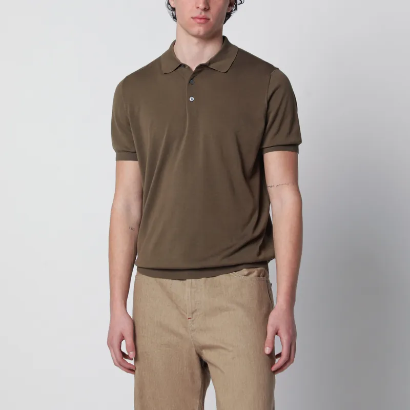 Military Green Cotton Polo Shirt - Drumohr