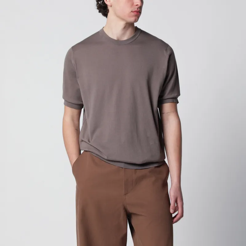 Kempton Moss Beige Cotton Sweater - John Smedley