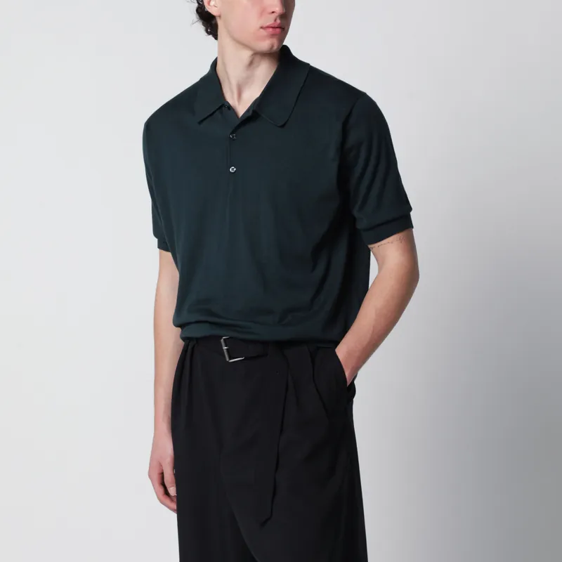 Isis Forest Green Cotton Polo Shirt - John Smedley