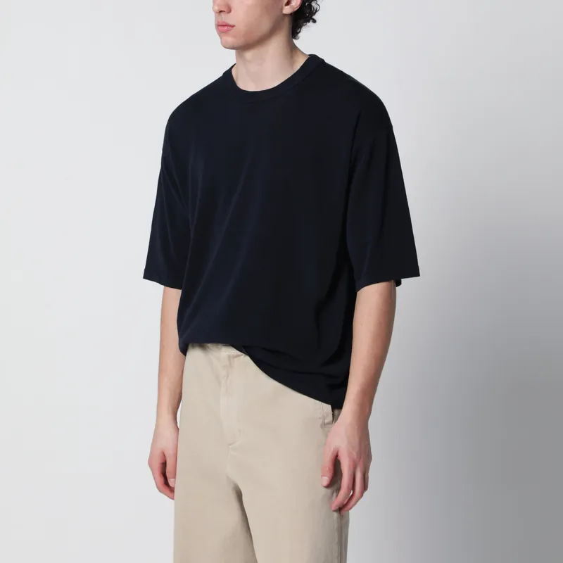 Navy Blue Cotton Knit T-Shirt