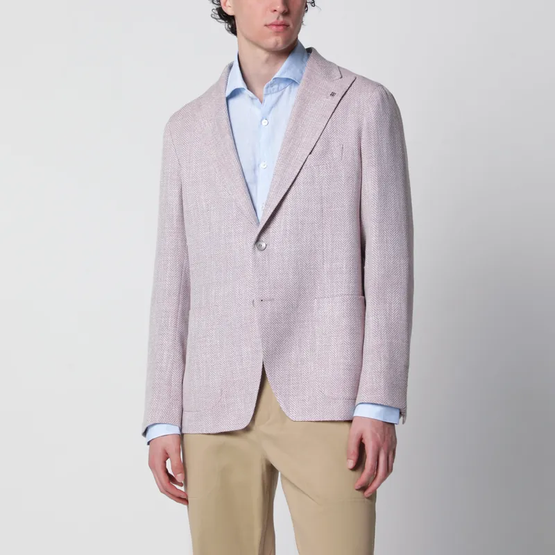 Single-Breasted Herringbone Jacket Lilac