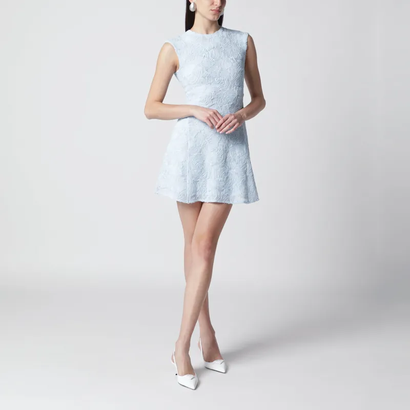 Light Blue Floral Mesh Mini Dress - Rotate