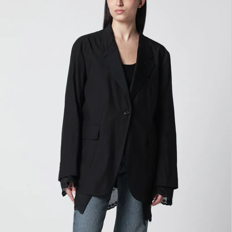 Reversible Drip Blazer In Soot Black Techflax - Our Legacy