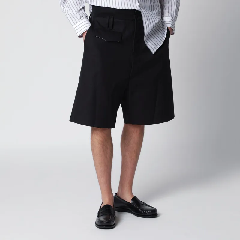 Black Cotton Bermuda Shorts - Namacheko
