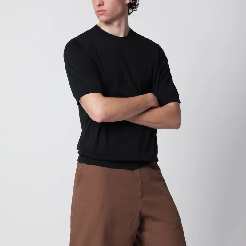 Kempton Black Cotton Sweater - John Smedley