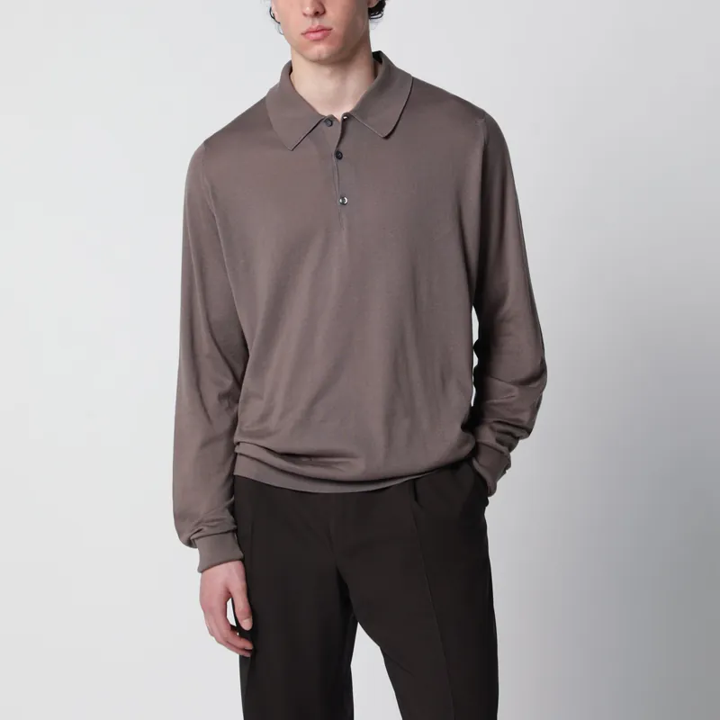 Finchley Moss Beige Cotton Polo Shirt - John Smedley