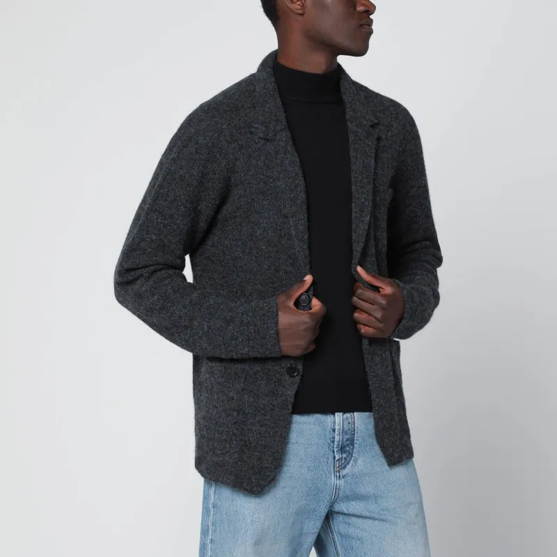 Anthracite Grey Jacket-Style Cardigan