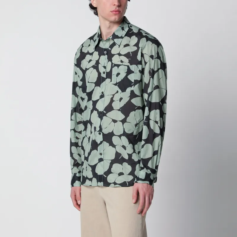 Shirt With Floral Print Pistachio Color - Dries Van Noten