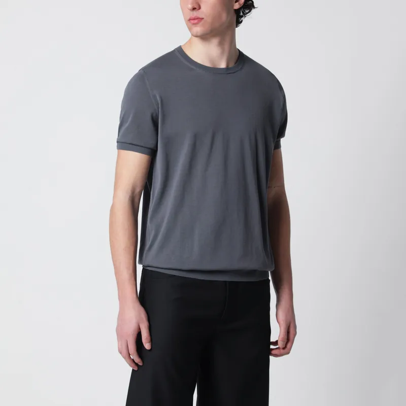 Grey Cotton Crewneck Sweater - Drumohr
