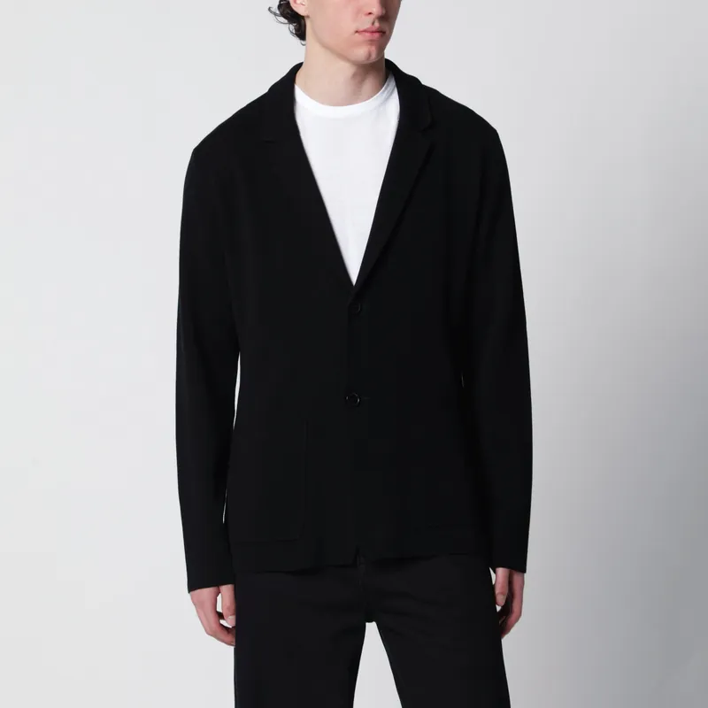 Black Cotton Cardigan Jacket - Roberto Collina