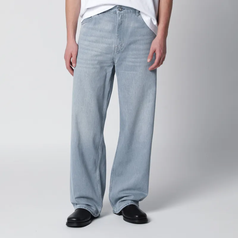 Vast Cut High-Waisted Wide-Leg Cotton Denim Jeans In Pale Coast Wash Blue