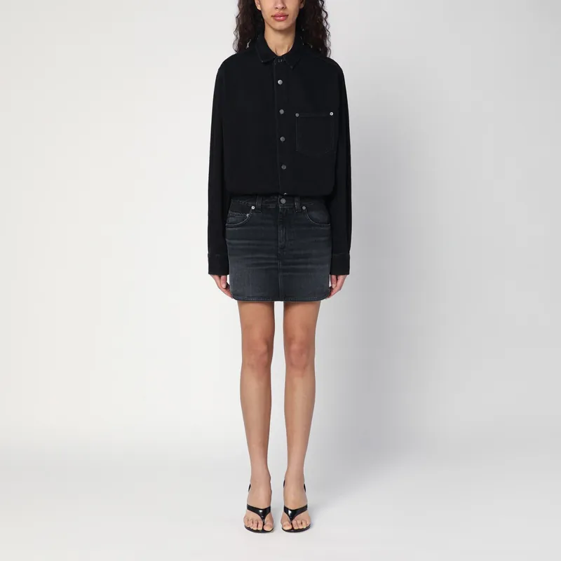 Washed Black Tamu Mini Dress In Denim - Haikure