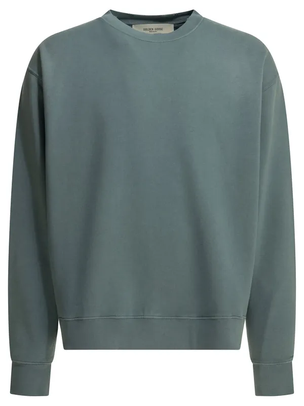 Crewneck Sweatshirt With Reverse Logo Sweatshirts Blue - Golden Goose