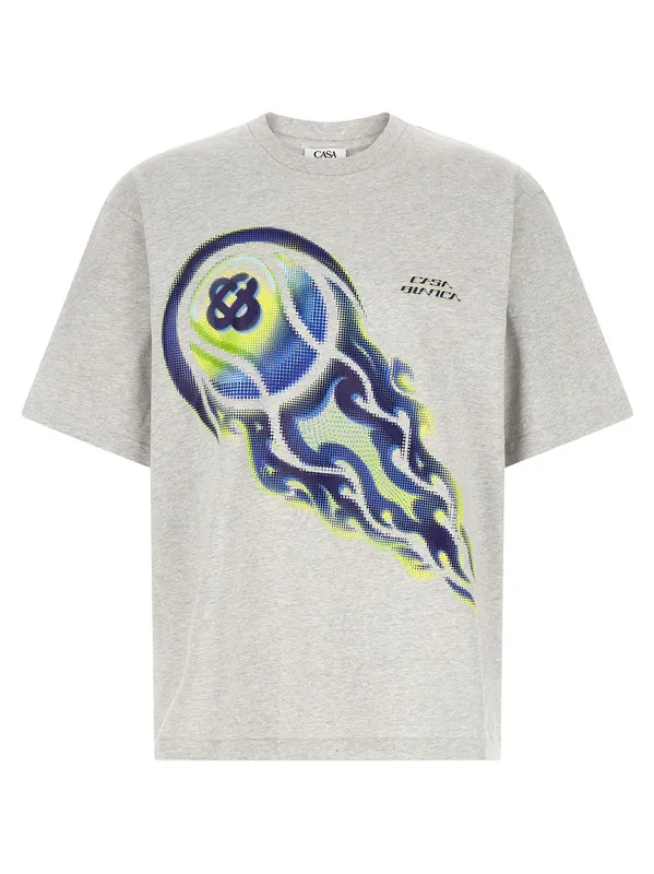 Flaming Tennis Ball T-Shirt Gray