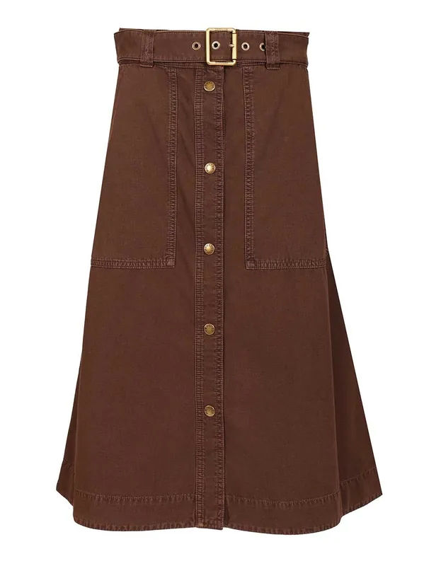 Cotton Midi Skirt With Belt Skirts Bordeaux - Moncler