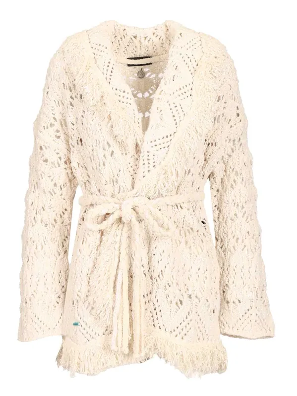 Lagoon Romance Cotton Blend Cardigan Knitwear White - Alanui