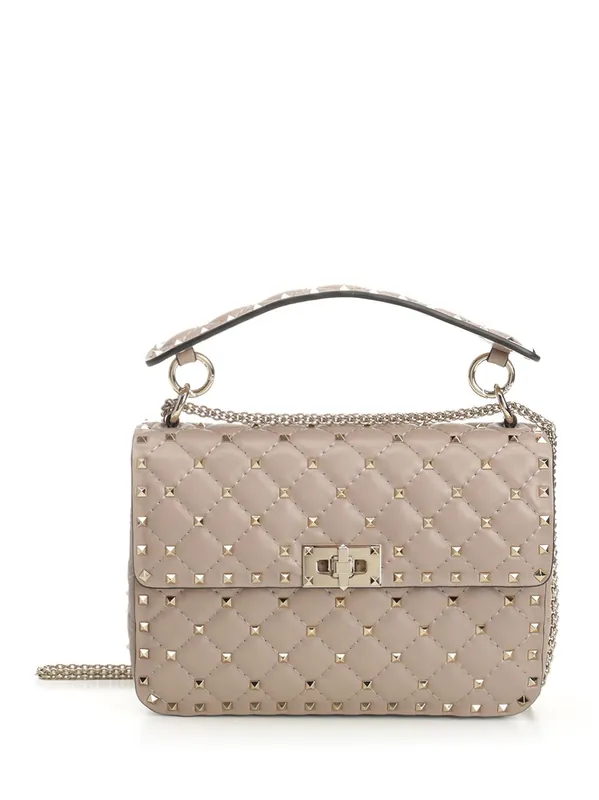 Rockstud Spike Shoulder Bags Beige - Valentino Garavani